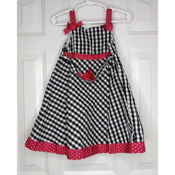 Specially Baby Size 24 Months Girls Checker Bows Strap Summer Dress 100% Cotton - Picture 4 of 6